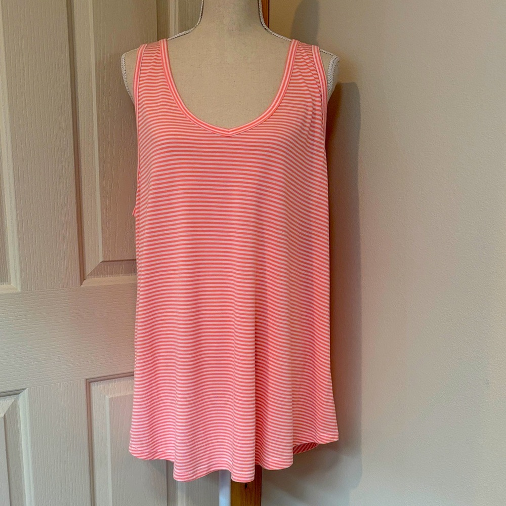 EUC Coral & White Striped Tank Top